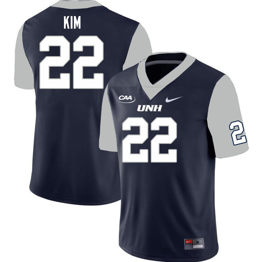 New Hampshire Wildcats #22 Zachary Kim College Football Jerseys Stitched Sale-Navy